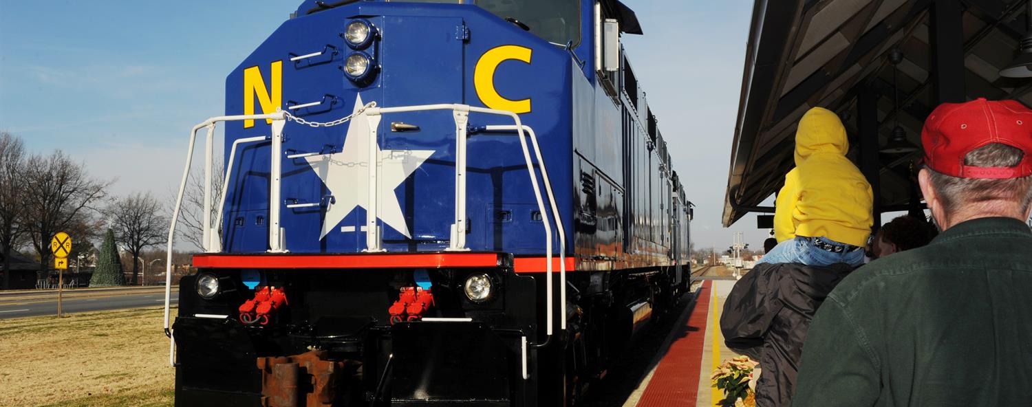 Train arriving at Burlington station